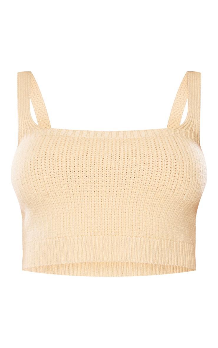 Petite Camel Knitted Square Neck Crop Top product image