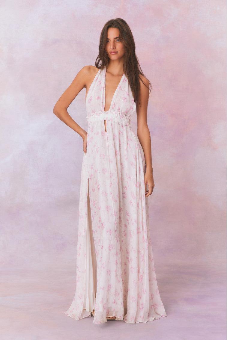 Love Fragrance Halter Maxi Dress- STERLING DUSK Product Image