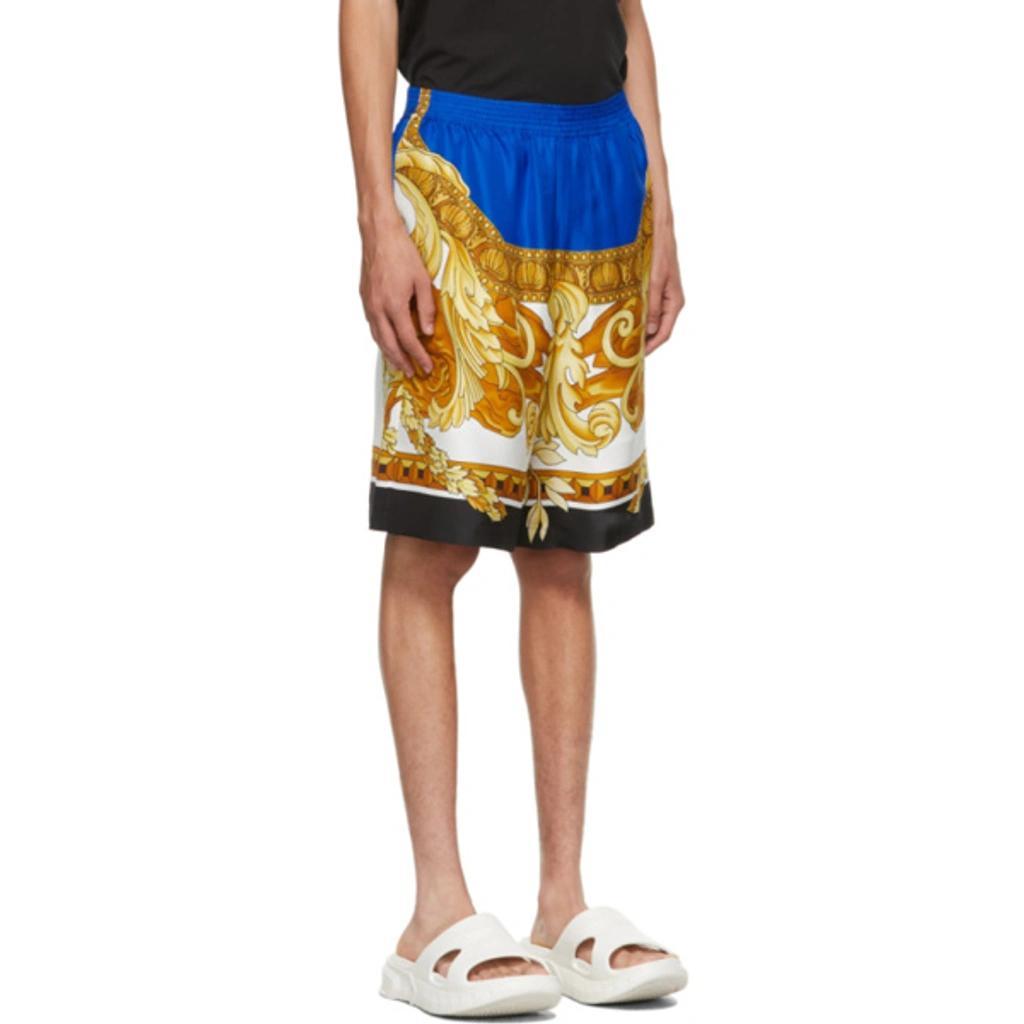 VERSACE Blue Silk Medusa Renaissance Shorts Product Image