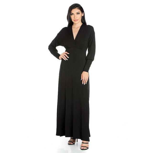 Womens 24seven Comfort Apparel V-Neck Long Sleeve Flared Maxi Dress Product Image