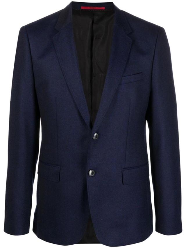 Single-breasted Wool Blazer In Blue Product Image