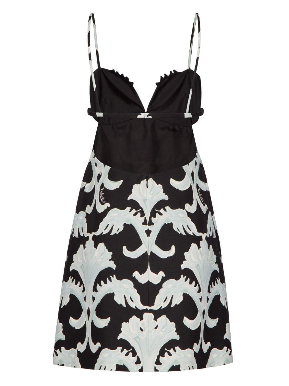 Patterned Crepe Mini Dress In Black,white Product Image