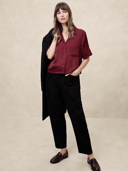 Silky Cropped Shirt Product Image