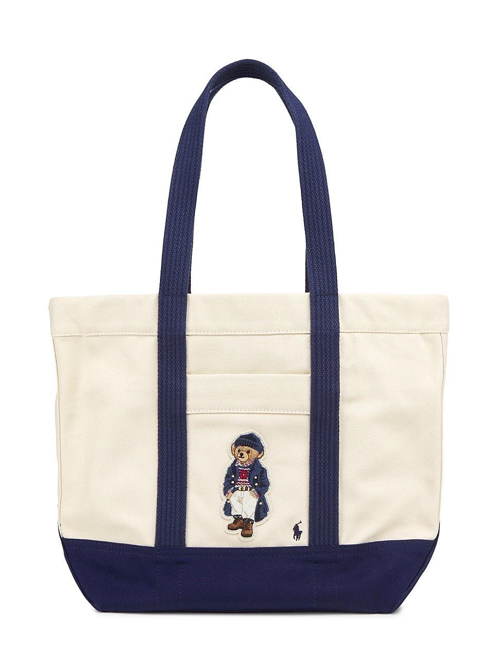 Womens Medium Canvas Polo Bear Tote Bag product image