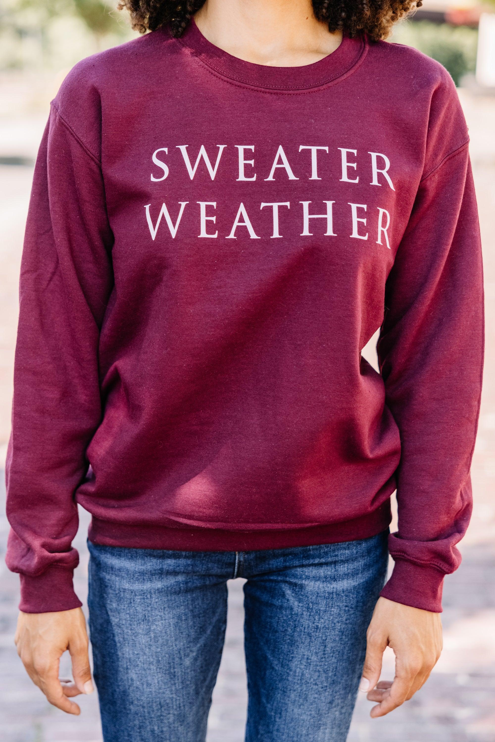 Sweater Weather Maroon Red Graphic Sweatshirt Female Product Image