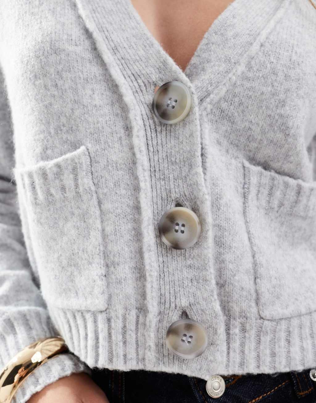 Miss Selfridge seam detail boxy cardigan in gray heather Product Image