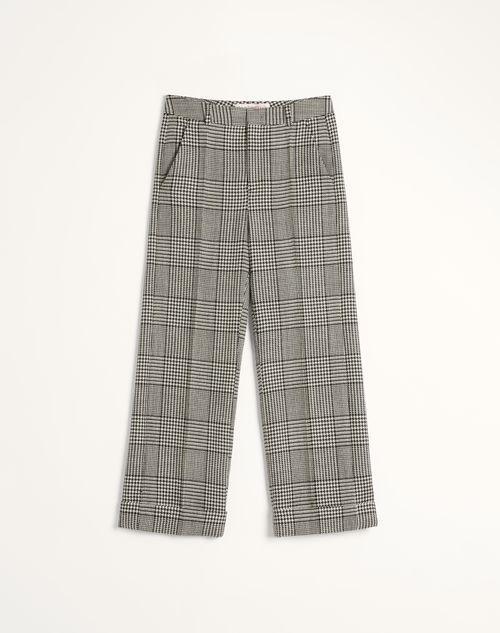 WOOL PANTS WITH TURN-UPS WITH CHECK PATTERN ON HOUNDSTOOTH Product Image