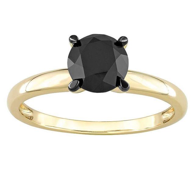 Stella Grace 14k Gold 1 1/2 Carat T.W. Round Black Diamond Solitaire Engagement Ring, Womens Product Image