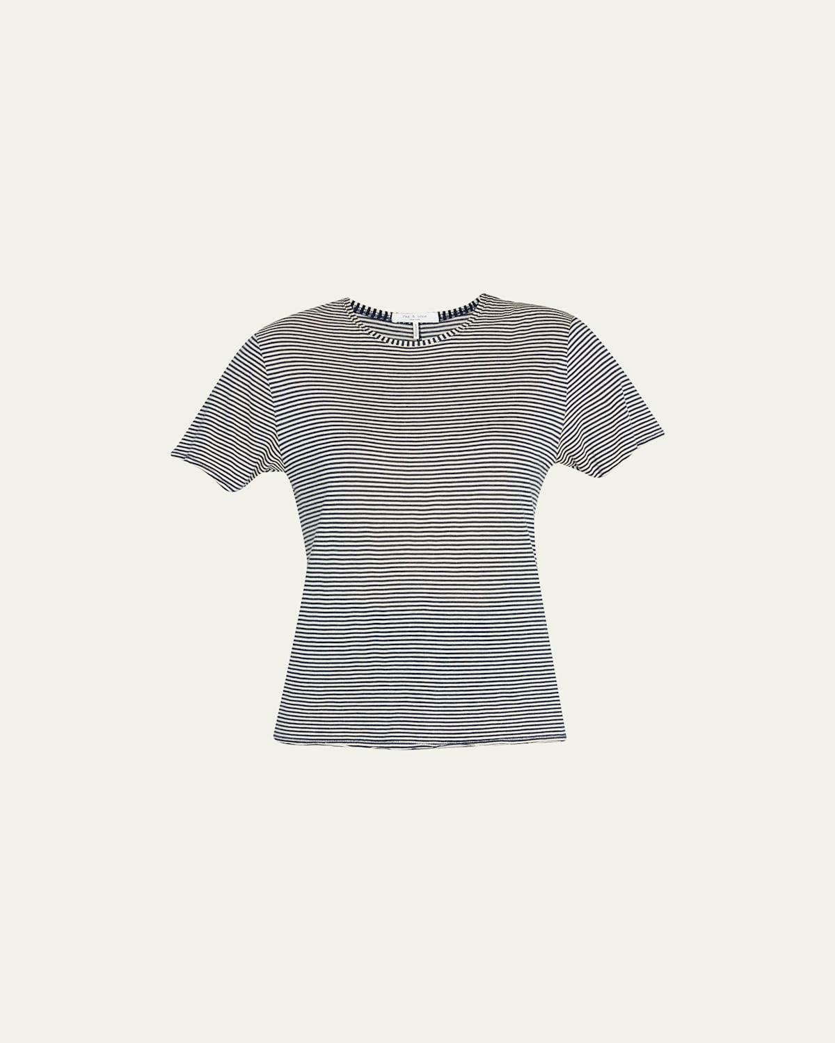 Michal Striped Linen Crewneck Tee Product Image