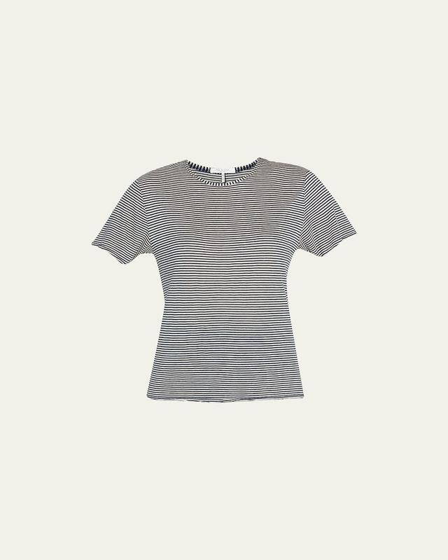 Michal Striped Linen Crewneck Tee Product Image