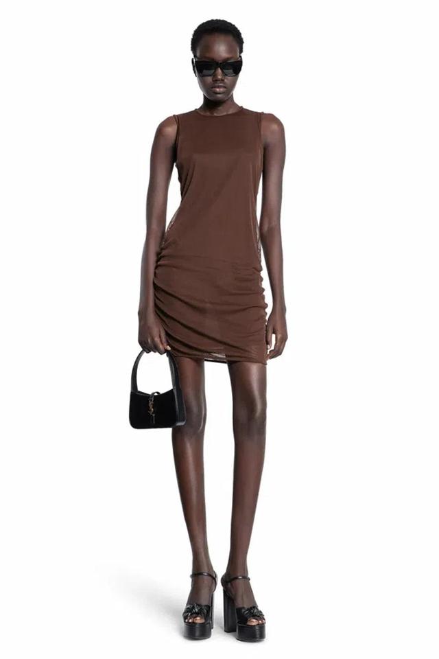 Sleeveless Tulle Minidress In Marron Product Image