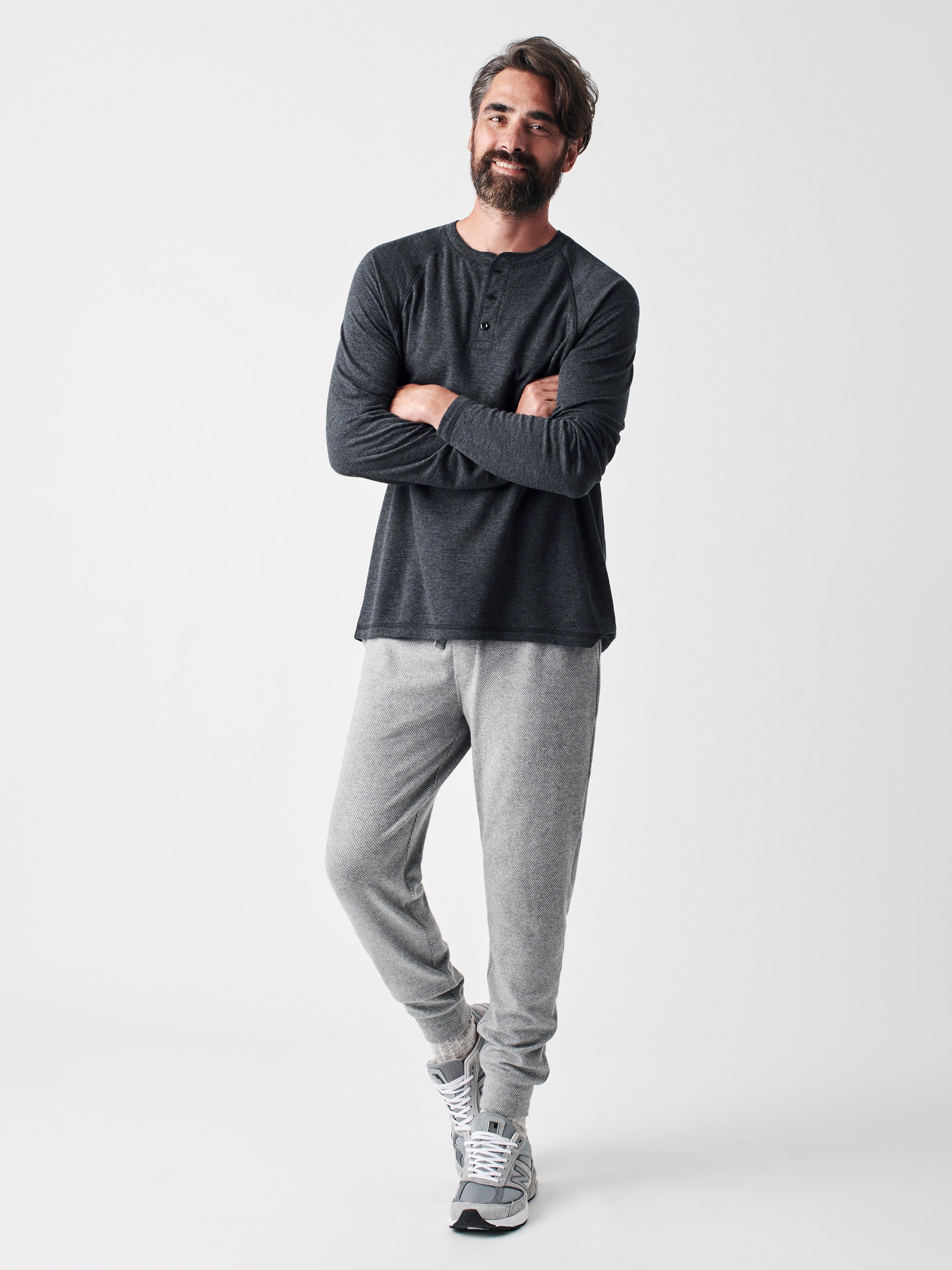 Cloud Cotton Long-Sleeve Henley (Tall) - Charcoal Male Product Image