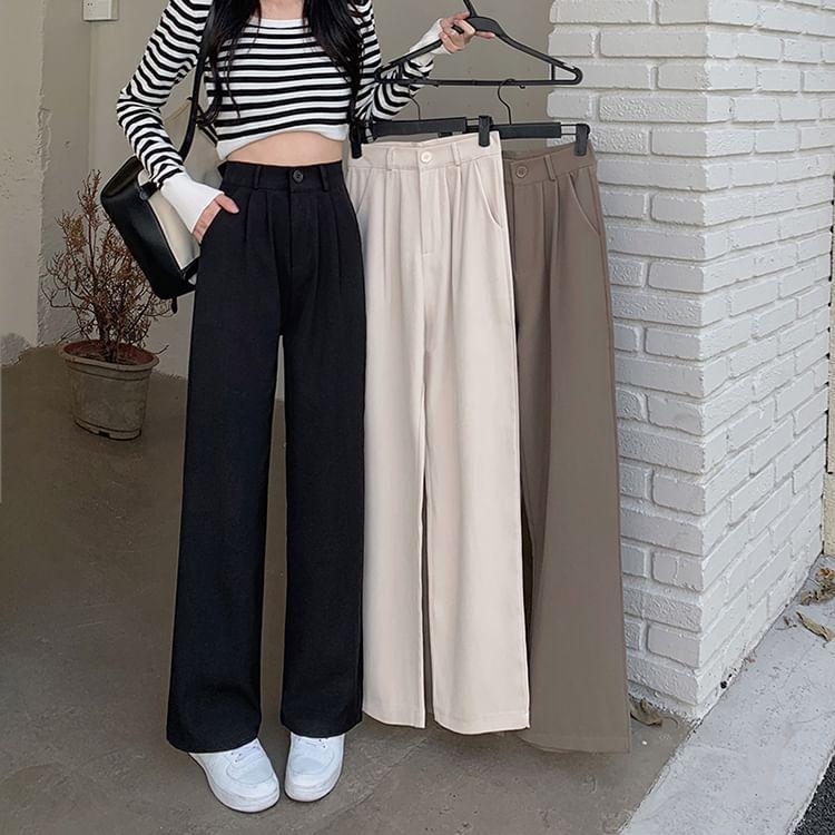 High Waist Wide Leg Dress Pants Product Image