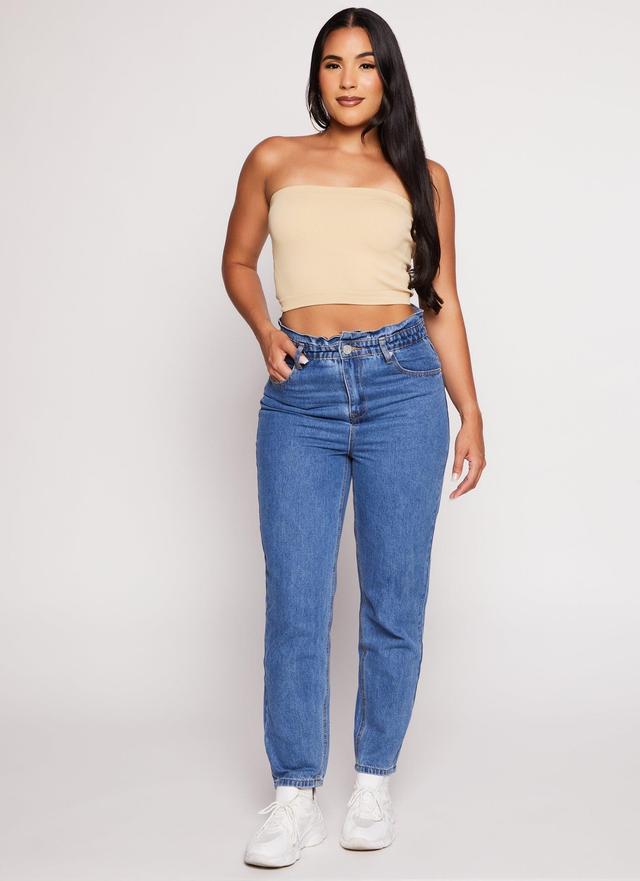 Womens Paperbag Waist Straight Leg Jeans Product Image