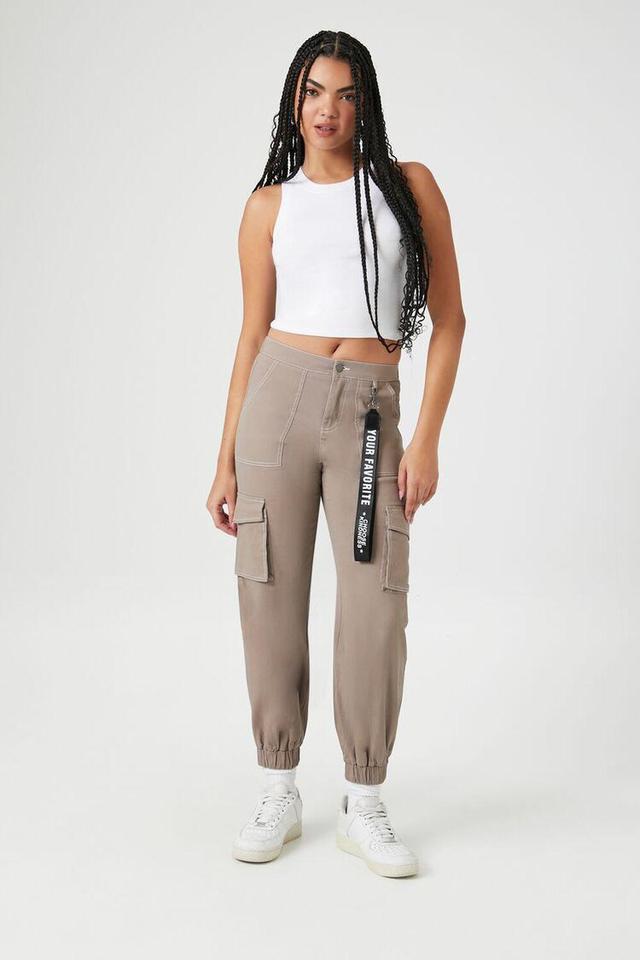 Twill High-Rise Lanyard Joggers | Forever 21 Product Image