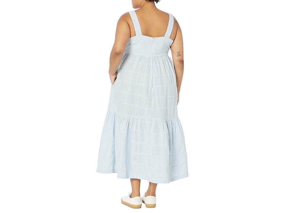 Madewell Plus Layne Apron Tiered Midi Dress - Patchwork (Earthsea Seersucker Patchwork) Women's Dress Product Image