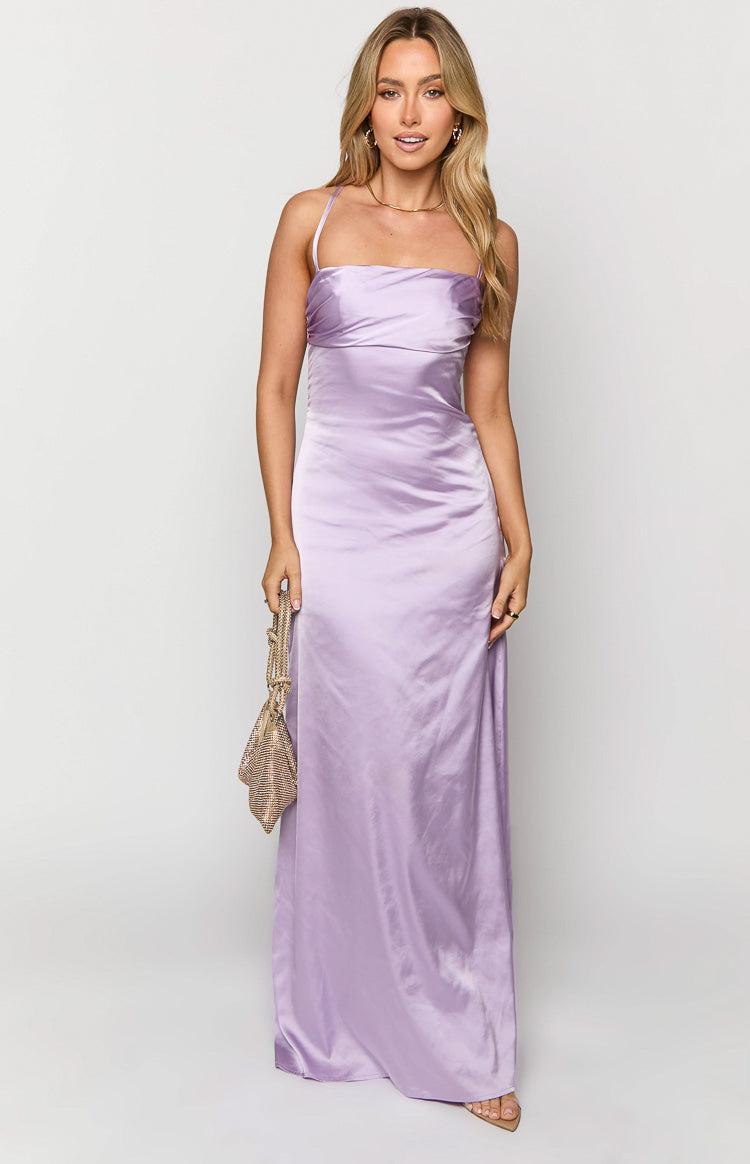 Blaise Lilac Satin Maxi Dress Product Image