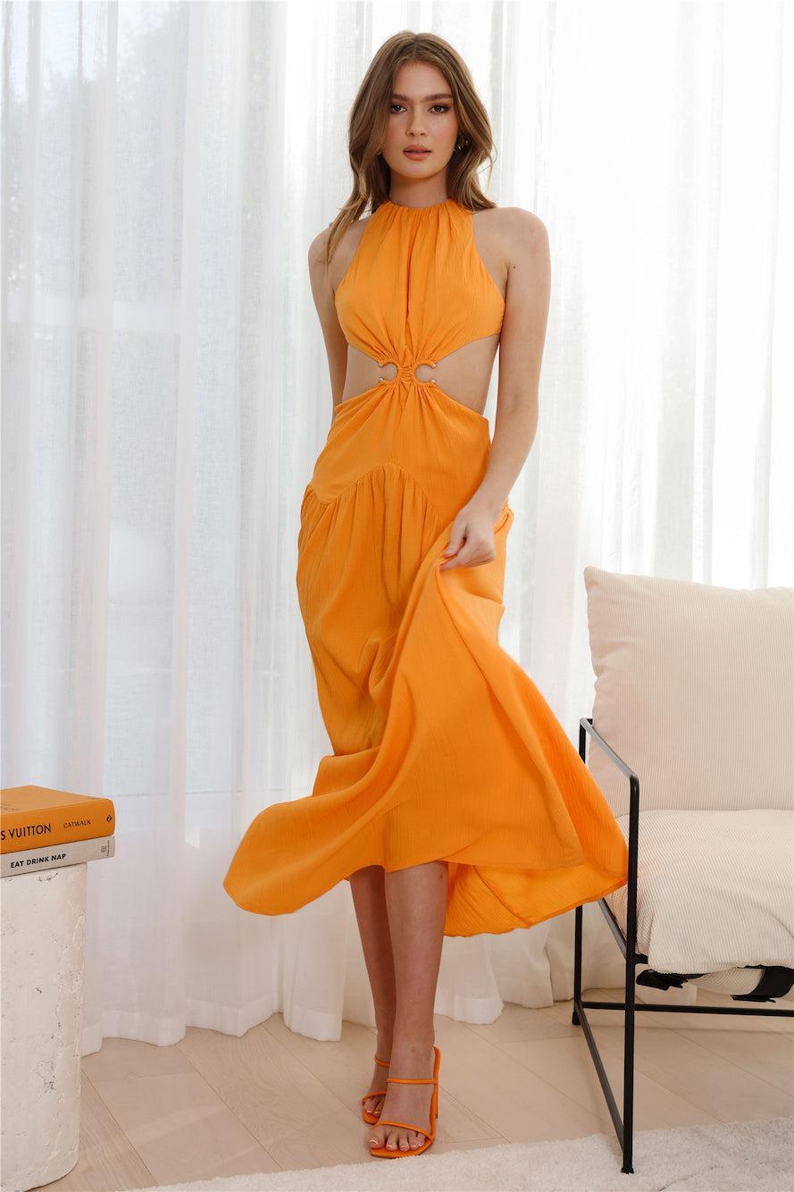 Pleasant Living Midi Dress Orange Product Image