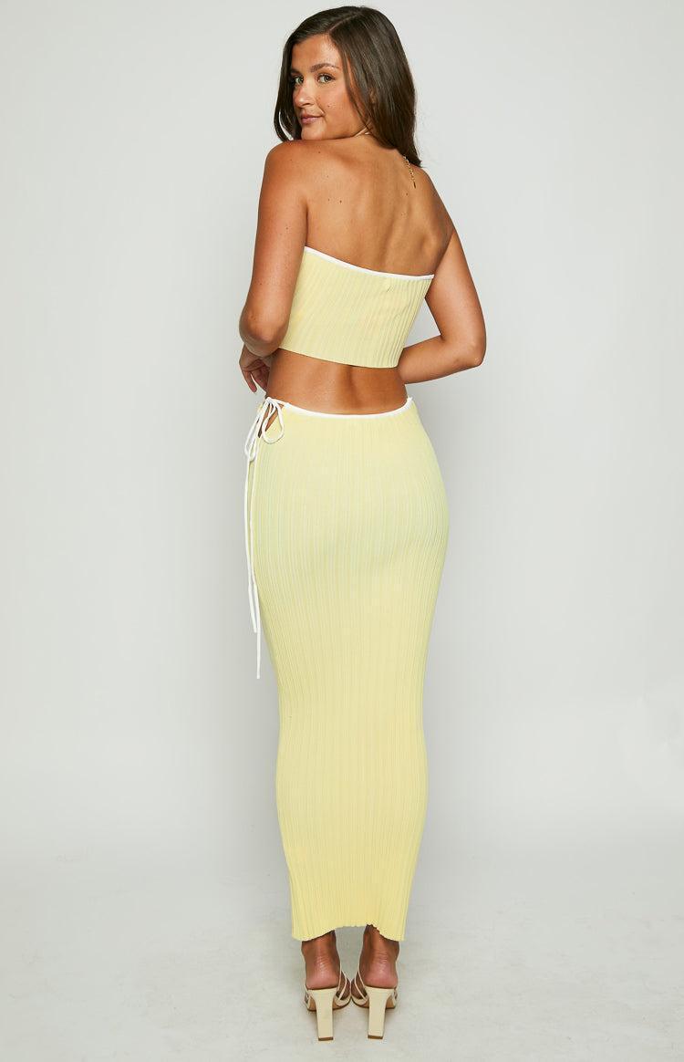 Pia Yellow Contrast Bind Knit Tube Top Product Image