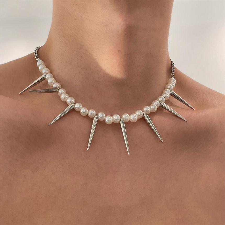 Studded Faux Pearl Choker Product Image