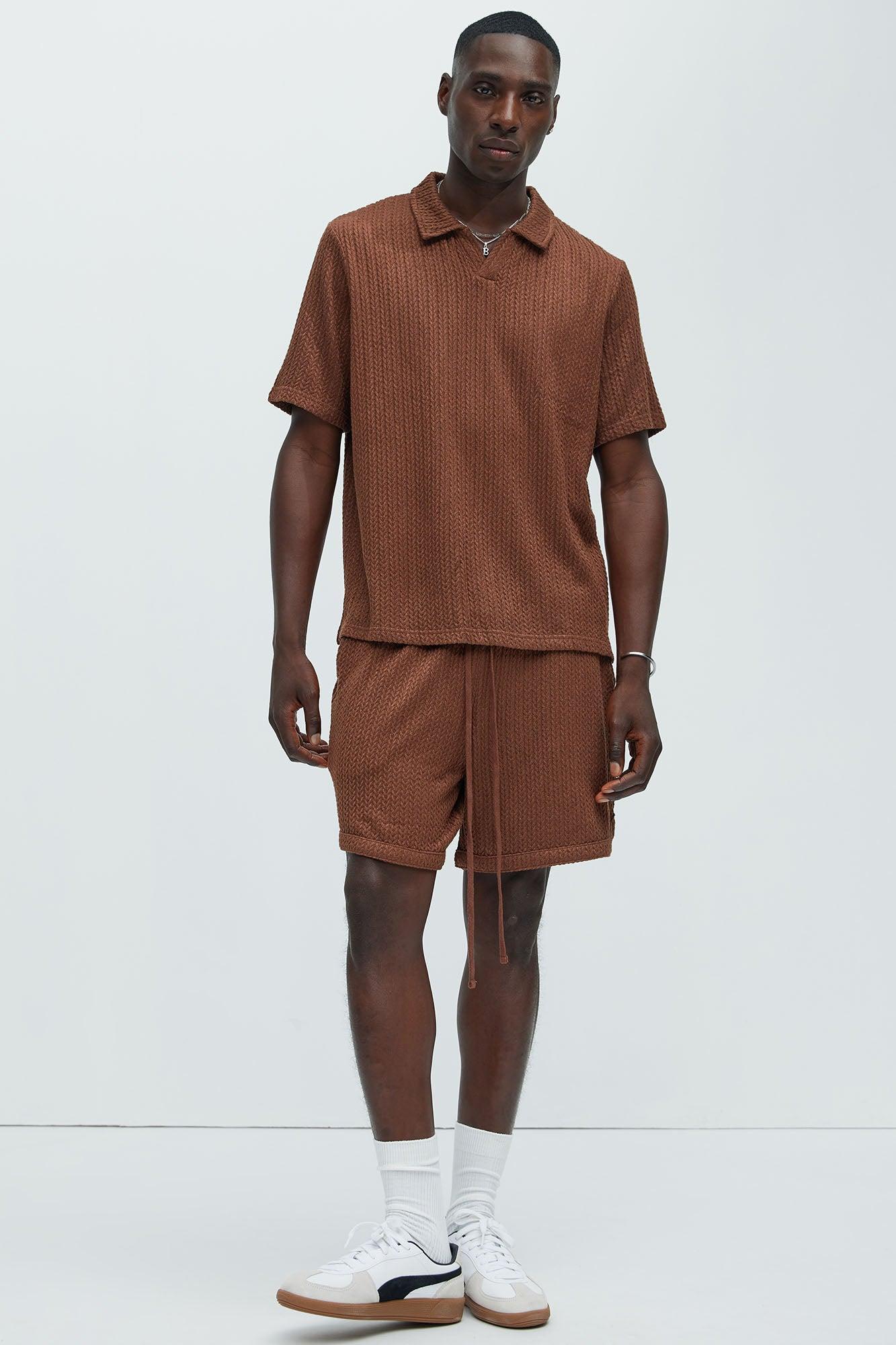 Catanina Textured Polo - Brown Product Image