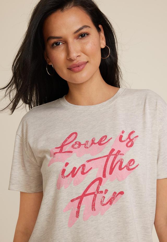 Maurices Womens XX Large Size Love Is In The Air Graphic Tee Gray Product Image