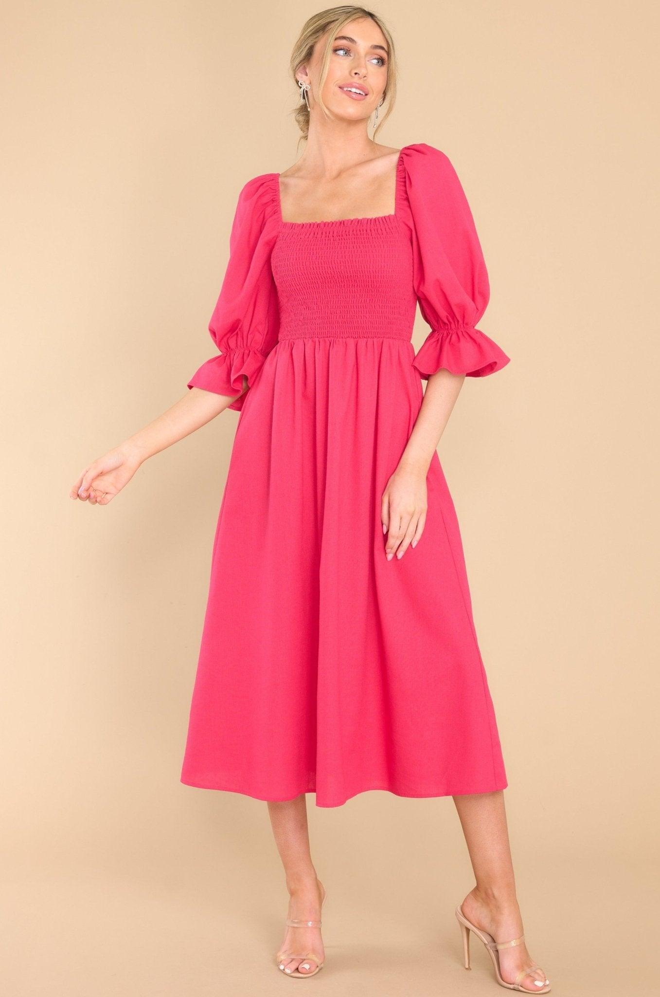 Aura Enjoy The View Lipstick Midi Dress Pink Product Image