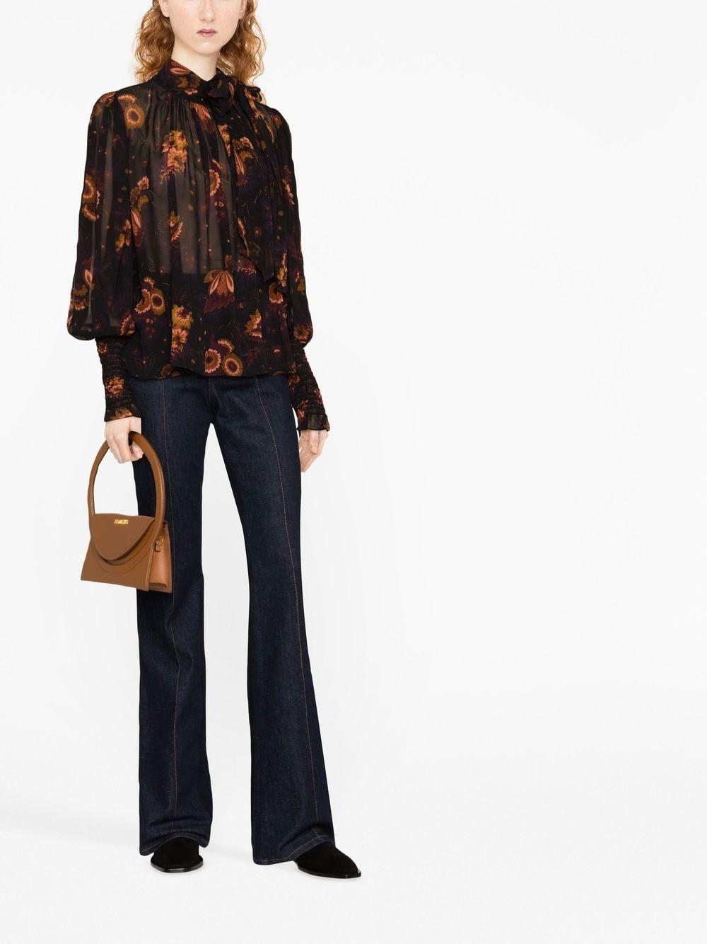 Lesli Floral Print Silk Blouse In Multicolor Product Image