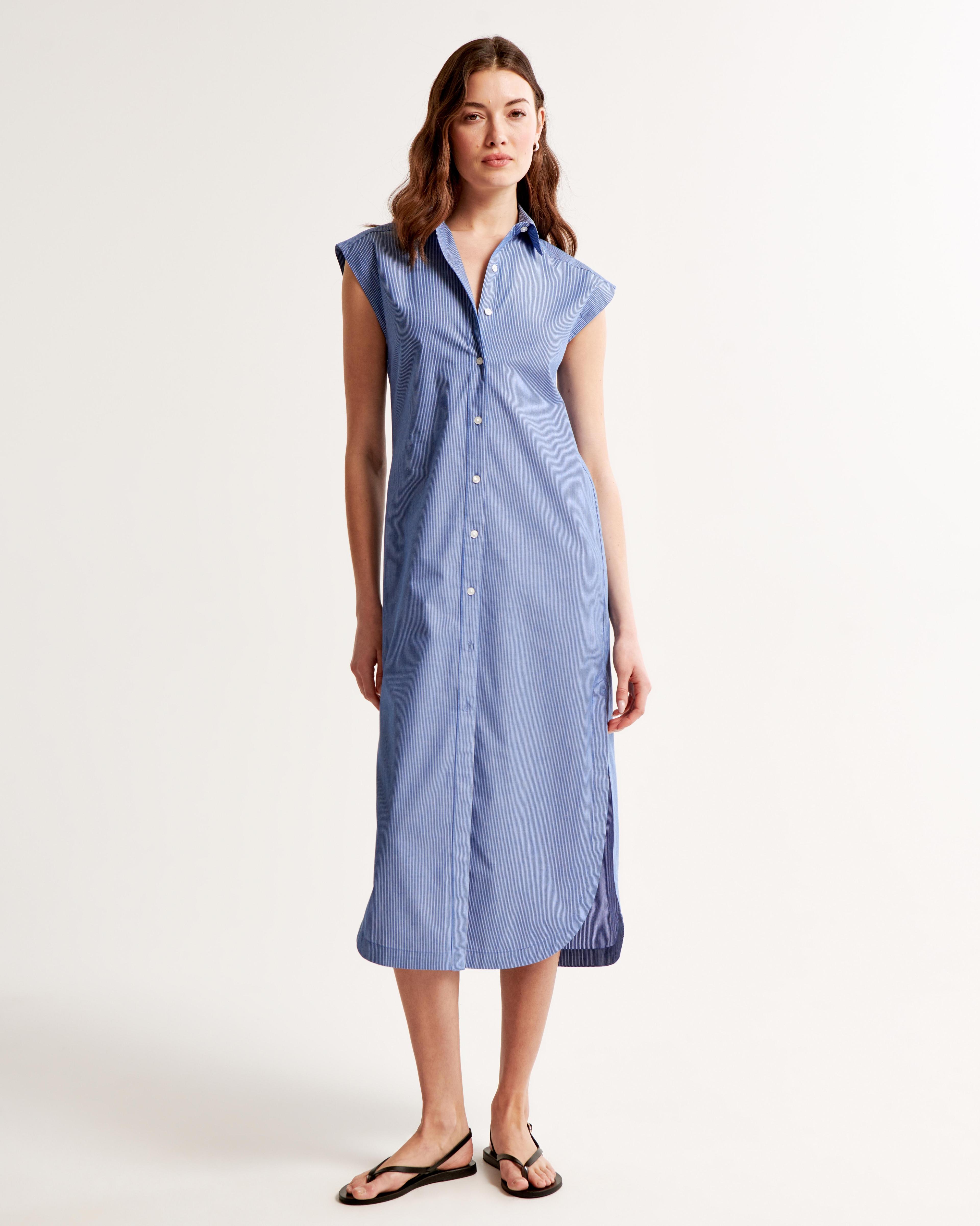 Button-Through Midi Shirt Dress Product Image