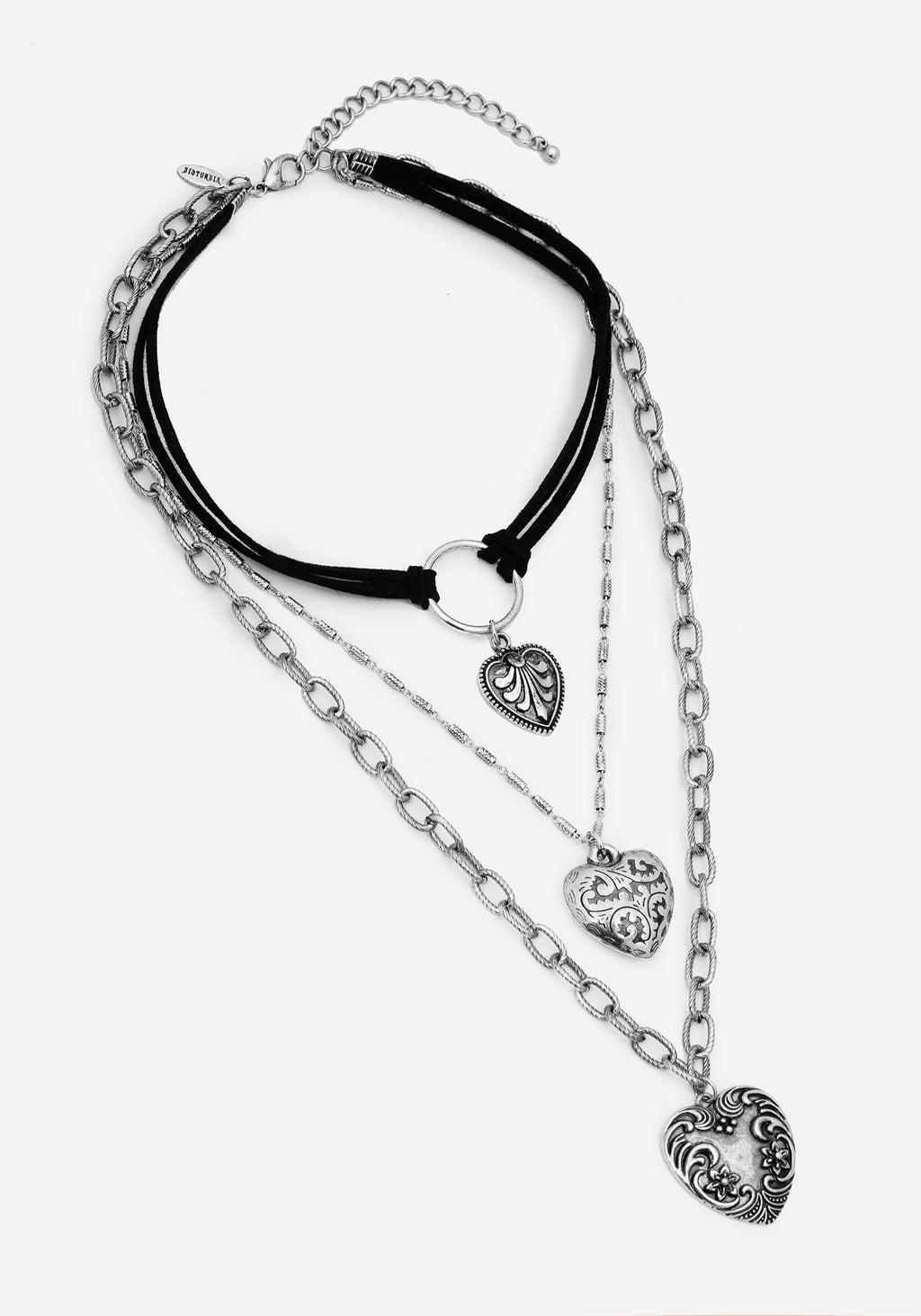 Deceiver Heart Layered Choker Necklace Product Image