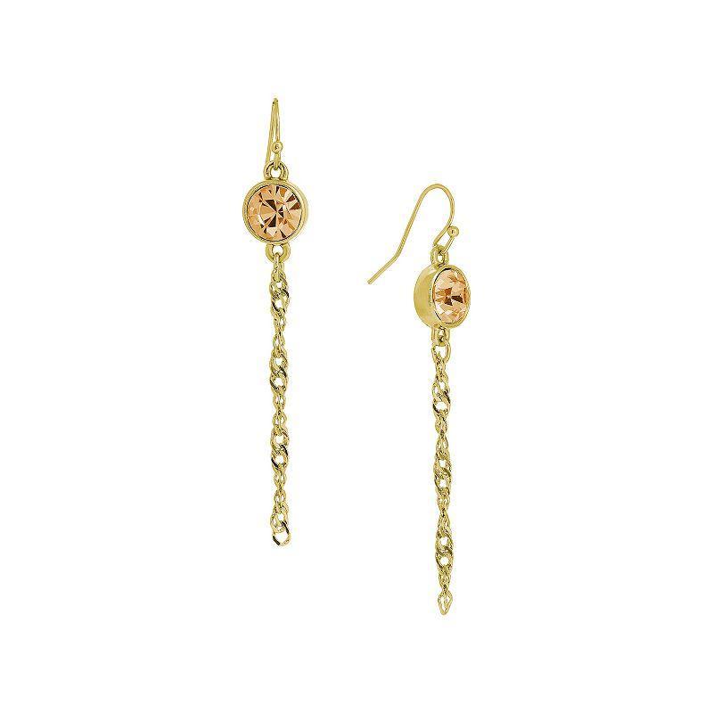 1928 Gold Tone Crystal Chain Drop Earrings, Womens, Lt Beige Product Image