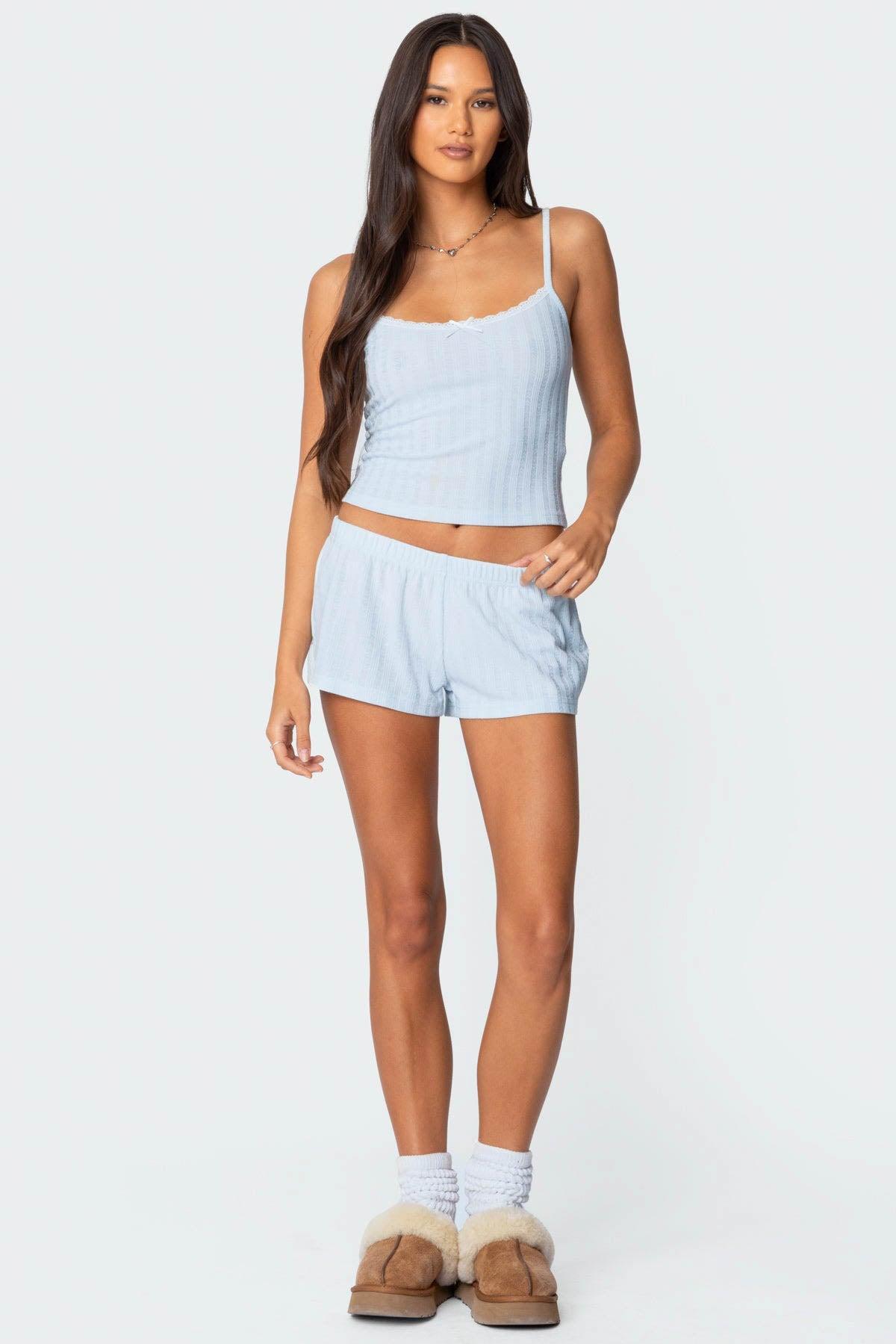 Irene Low Rise Pointelle Micro Shorts Product Image