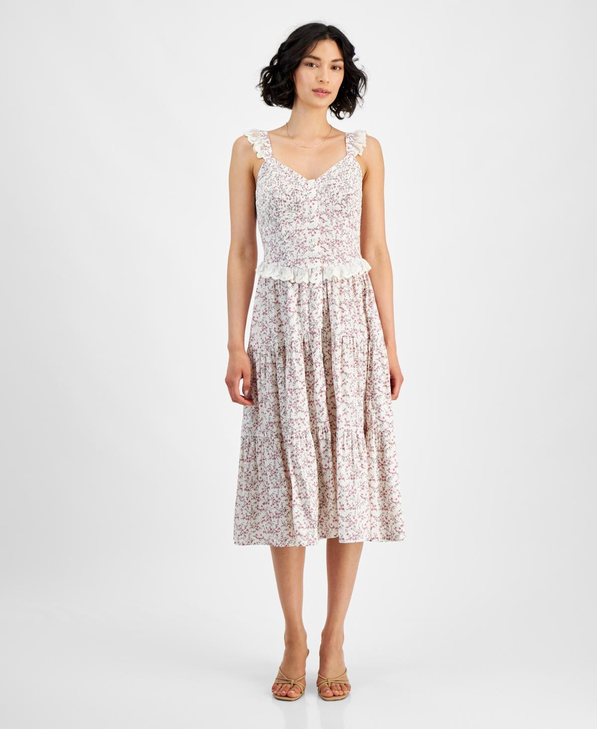 And Now This Womens Floral Tiered Lace-Trim Midi Dress, Created for Macys Product Image