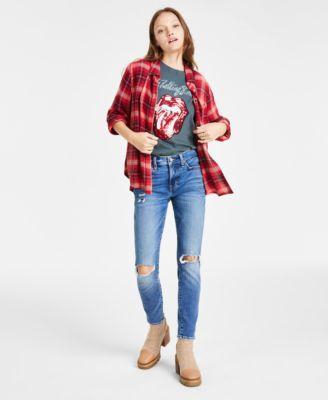 Lucky Brand Womens Ava Mid-Rise Ripped Skinny Jeans Product Image