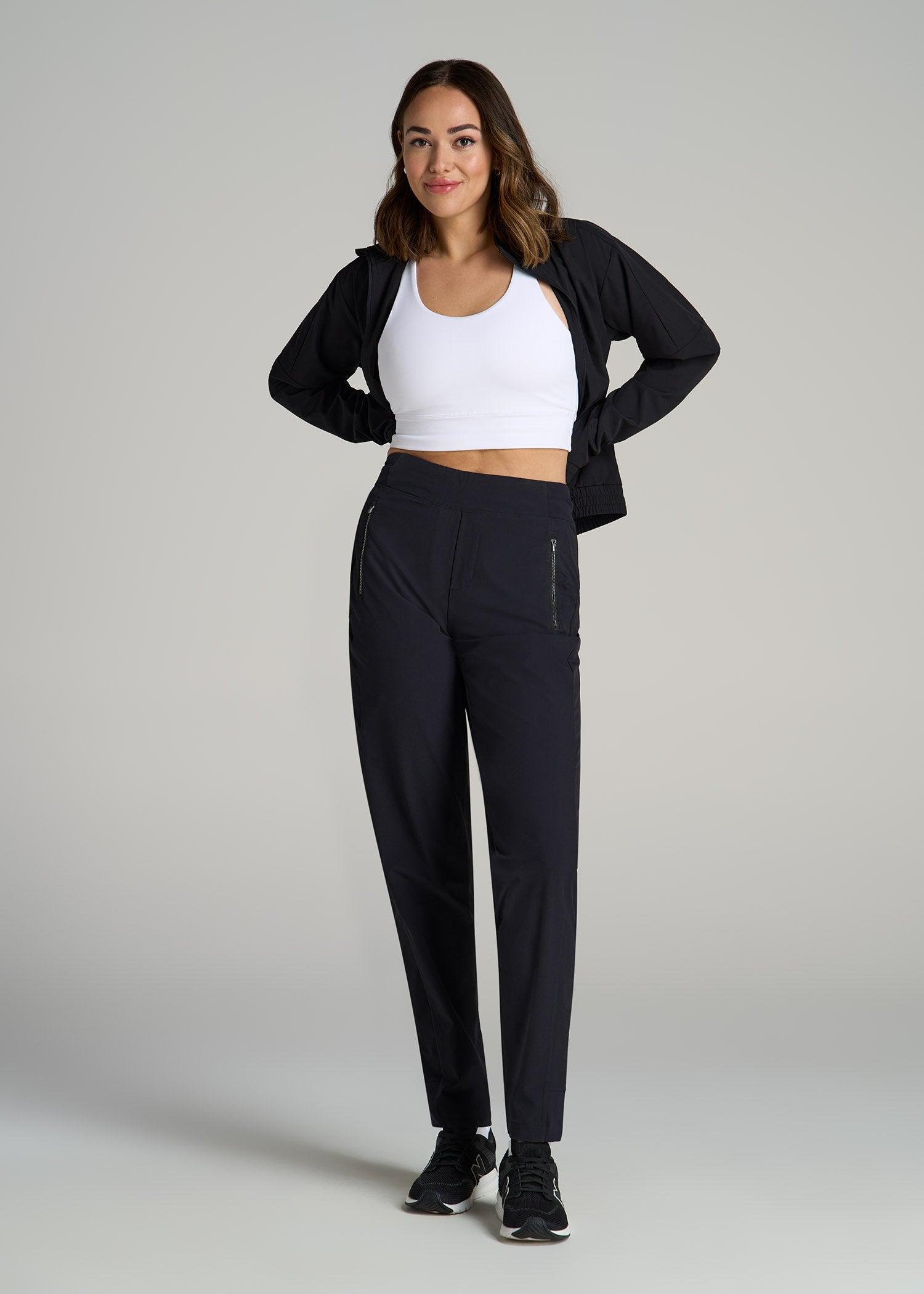 Pull-on Mini Ripstop Pants for Tall Women in Black Female Product Image