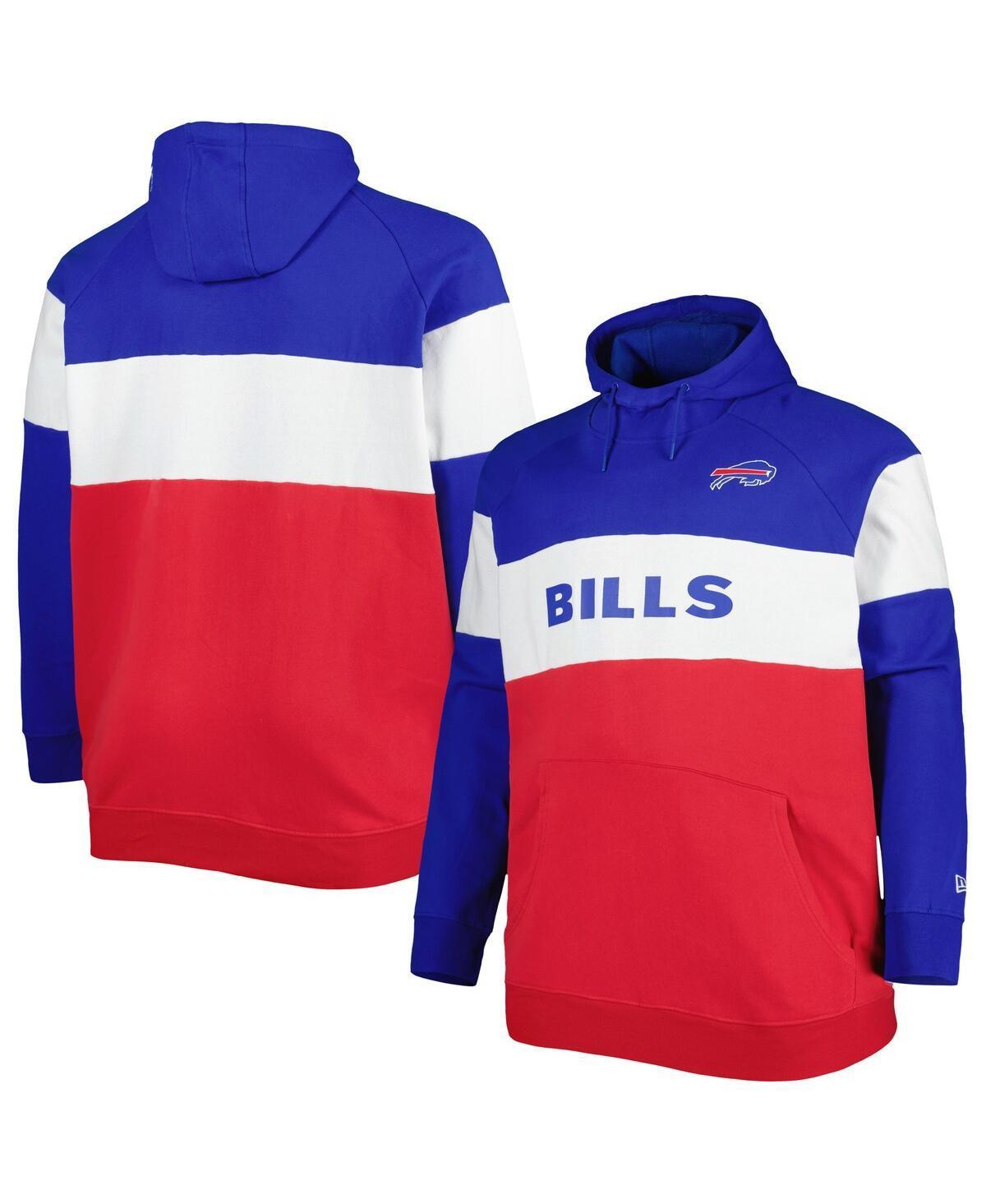 Mens New Era Red Buffalo Bills Big & Tall Current Team Colorblock Fleece Raglan Pullover Hoodie Product Image