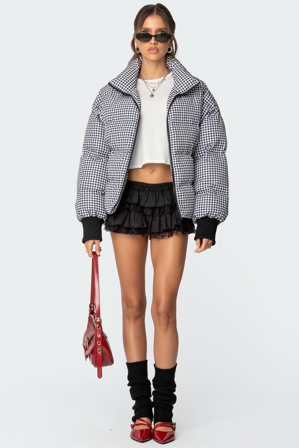 Oversized Gingham Puffer Product Image