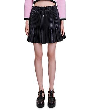 maje Jake Pleated Faux Leather Miniskirt Product Image