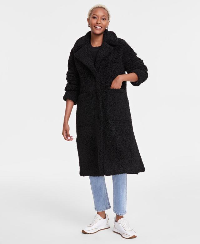 Bcbgmaxazria Womens Notched-Collar Teddy Coat Product Image