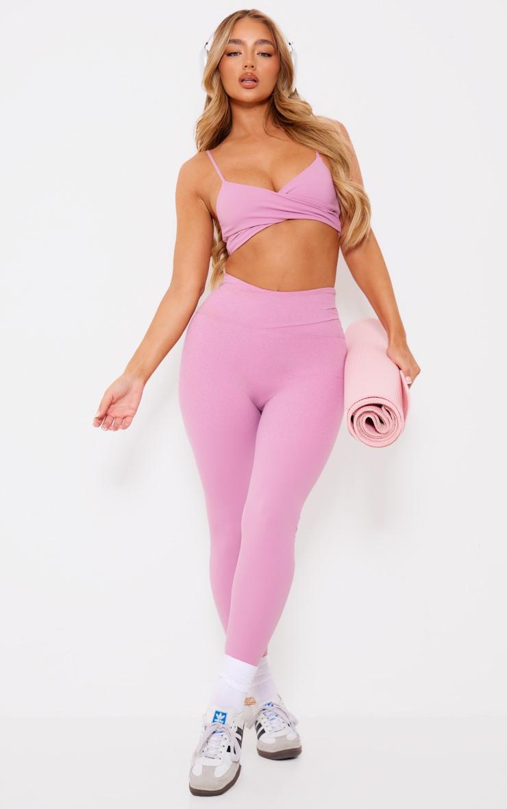 PLT SPORT Mauve Sculpt Wrap Over Sports Bra Product Image