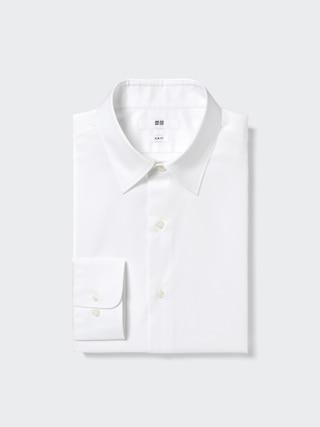 Mens Easy Care Stretch Slim-Fit Shirt with Shape-Retaining White Large UNIQLO US Product Image