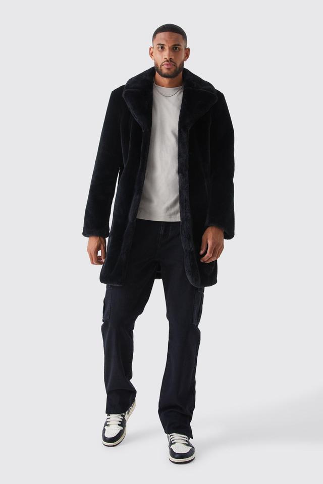 Tall Faux Fur Overcoat | boohooMAN USA Product Image