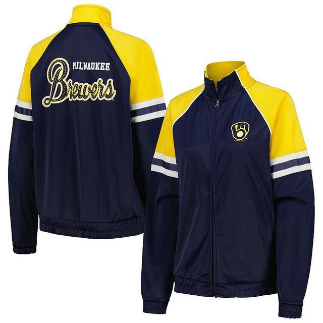 Womens G-III 4Her by Carl Banks Milwaukee Brewers First Place Raglan Full-Zip Track Jacket Blue Product Image