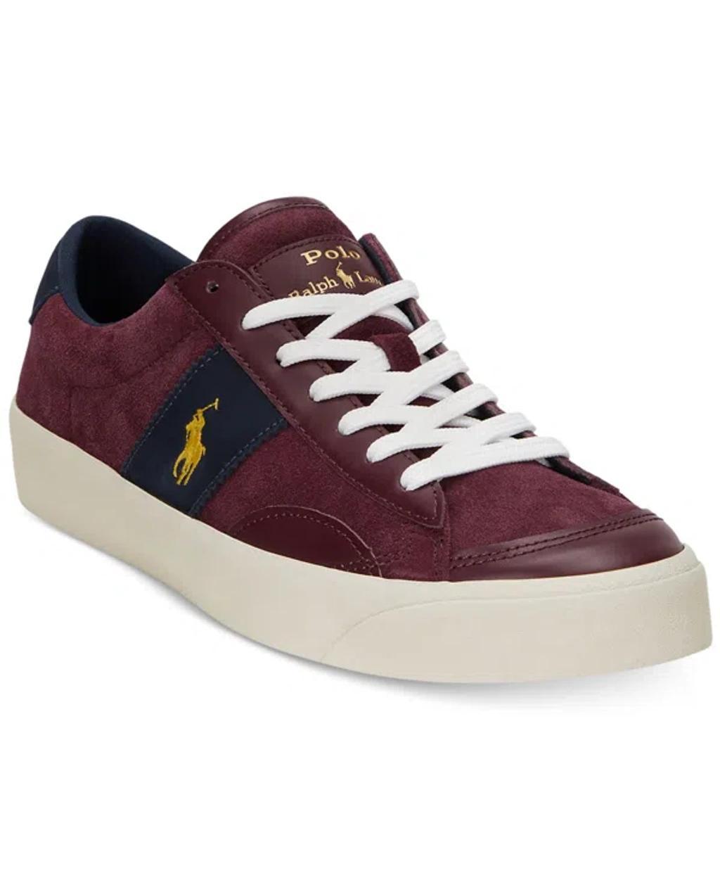 POLO RALPH LAUREN Man Sneakers Burgundy Size 9 Cow Leather In Wine,navy Product Image