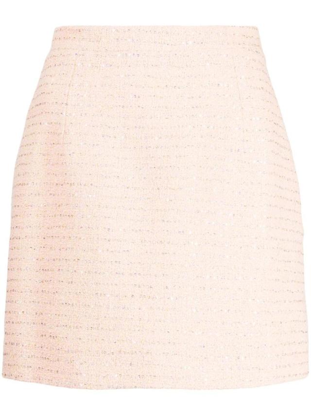 ALESSANDRA RICH Tweed Boucle Mini Skirt In Pink Product Image