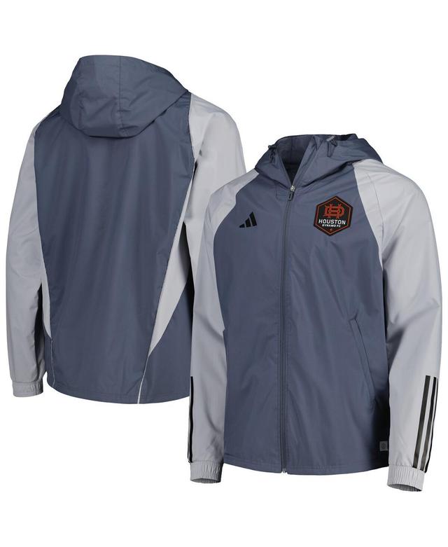 Mens adidas Charcoal Houston Dynamo FC All-Weather Raglan Hoodie Full-Zip Jacket Product Image