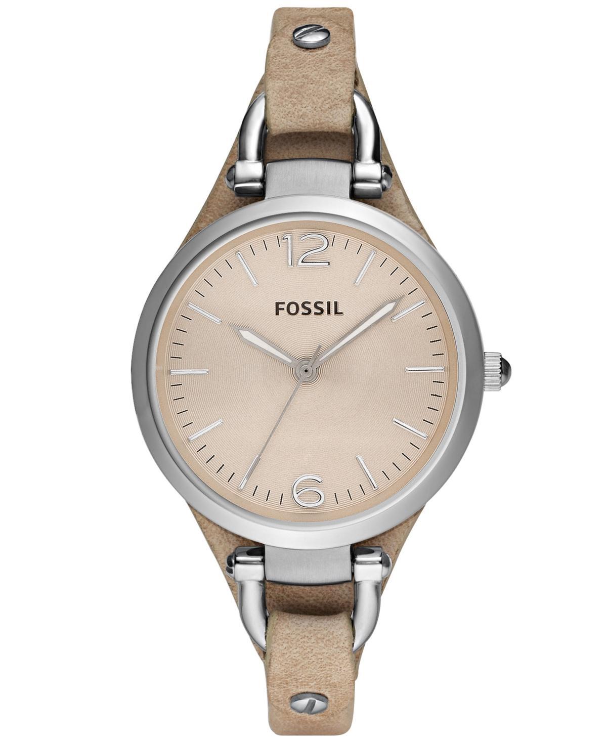 Fossil Womens Georgia Sand Leather Strap Watch 32mm ES2830 Product Image