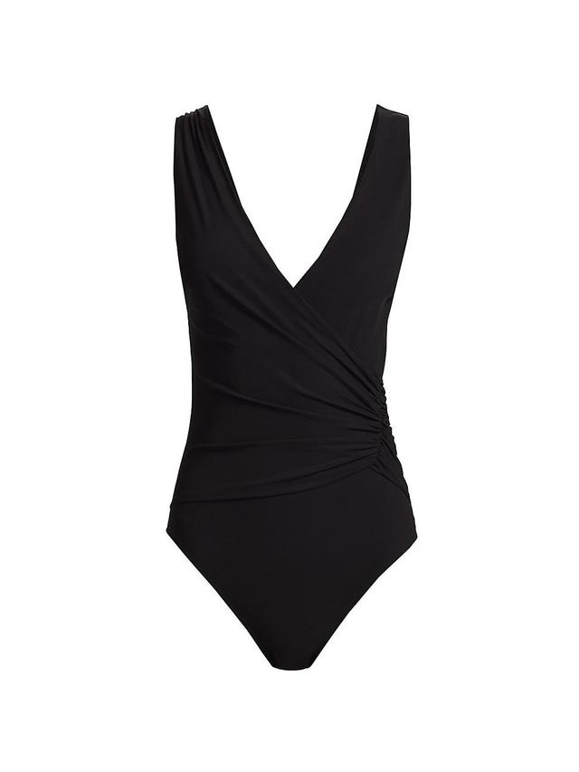 Womens Madle Faux-Wrap V-Neck One-Piece Swimsuit Product Image