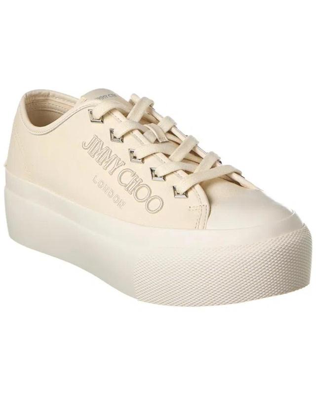 JIMMY CHOO Palma Maxi Canvas & Leather Sneakers In White Product Image