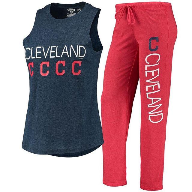 Womens Concepts Sport /Navy Cleveland Guardians Meter Muscle Tank Top & Pants Sleep Set Product Image